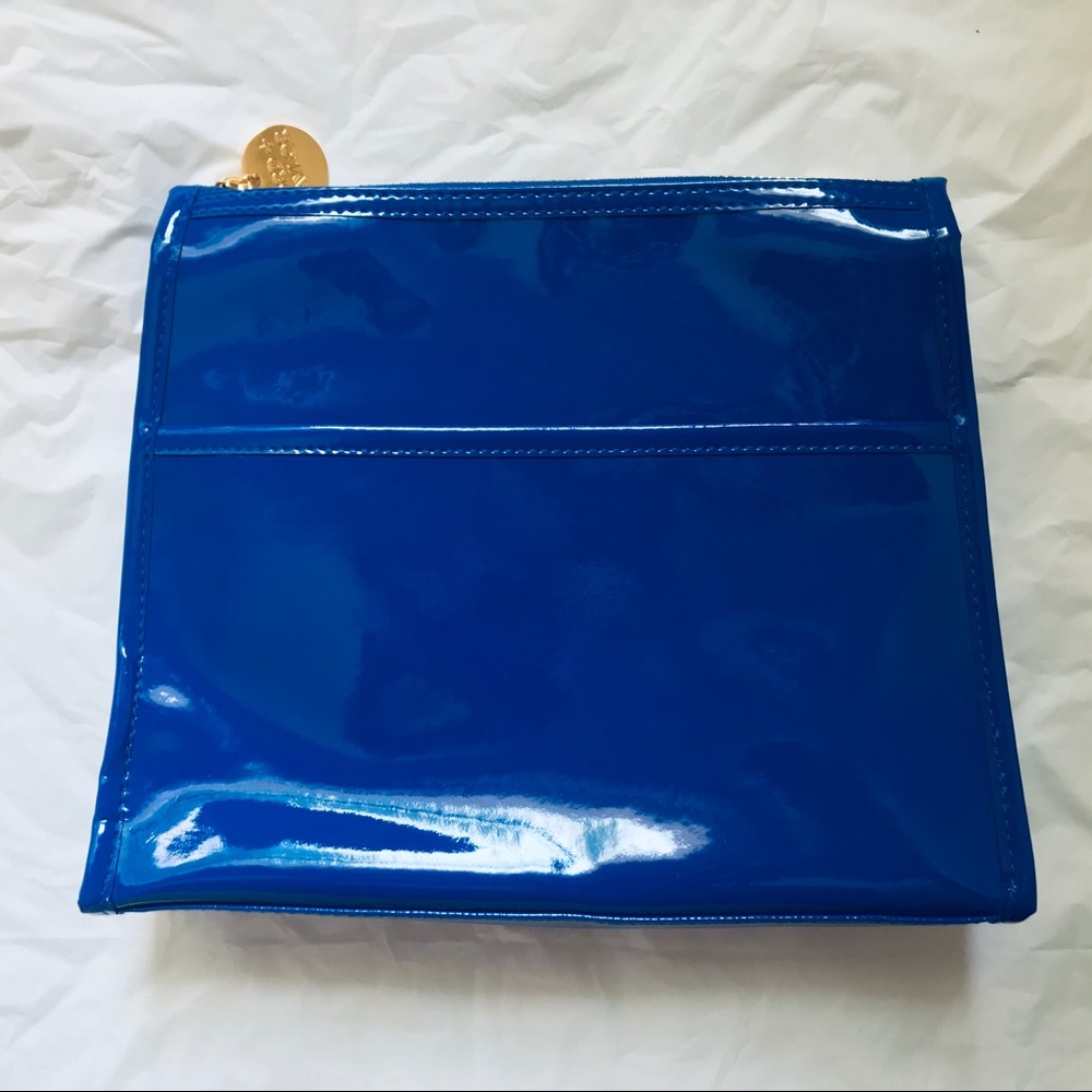 Bright blue and sleek handbag